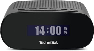 TechniSat TECHNIRADIO 50 - Kompakter Radiowecker (DAB+, UKW Wecker mit großem LCD-Display, Dual-Alarm, Kopfhöreranschluss, 1 Watt, USB-Netzteil) schwarz im Sale